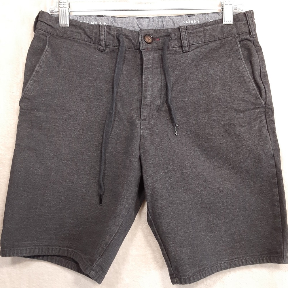 Bullhead Denim Mens Drawstring Casual Shorts Sz.30x7/Black/Skinny/Faded/Spandex